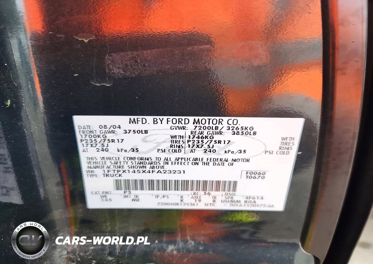2004 Ford F150 VIN:1FTPX145X4FA23231 - 12