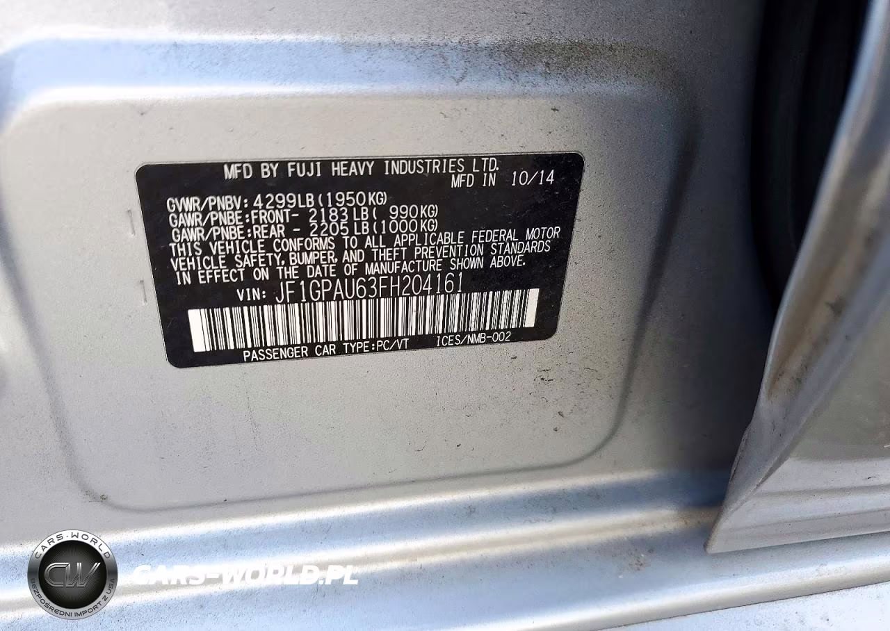2015 Subaru Impreza Sport VIN:JF1GPAU63FH204161 - 13