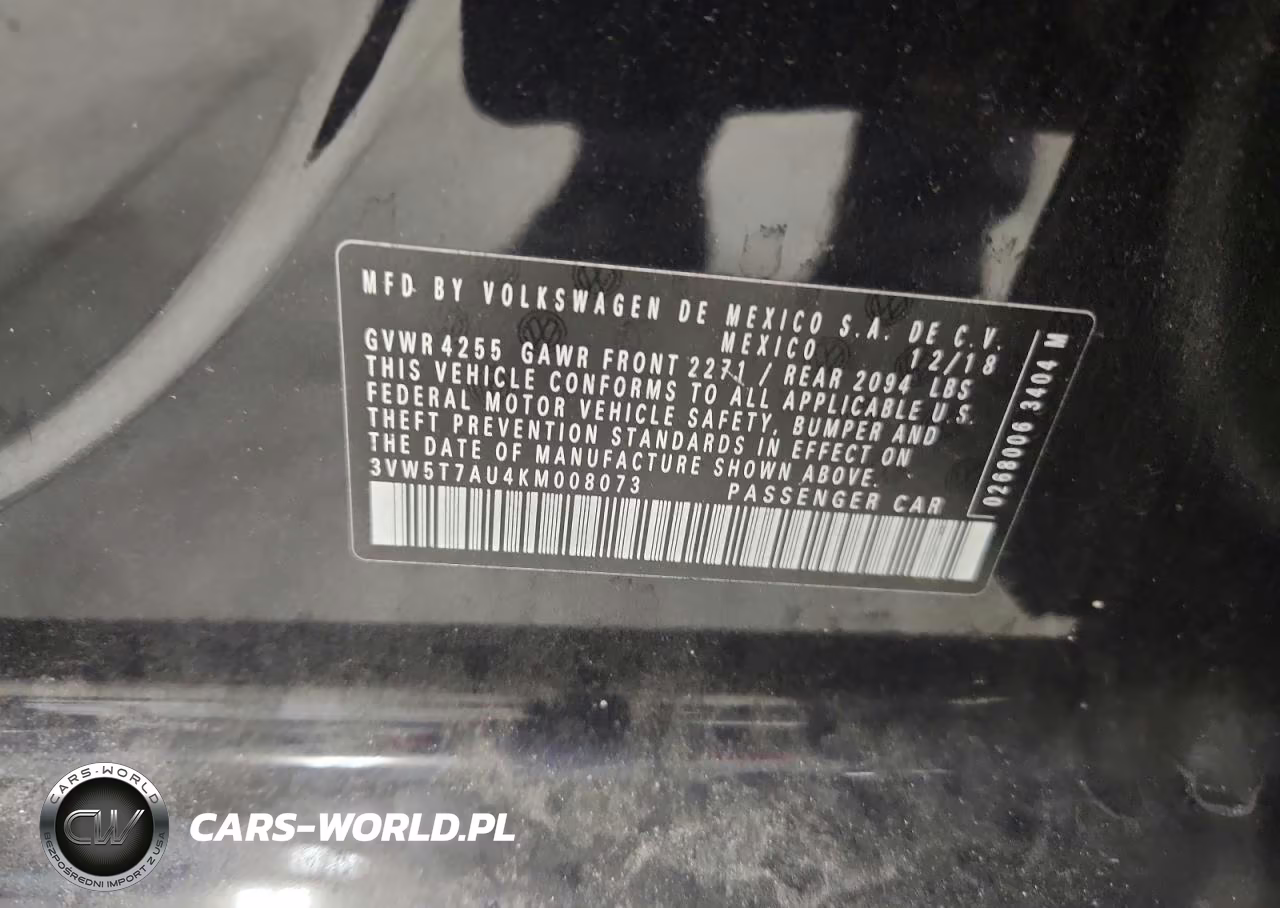 2019 Volkswagen Gti S VIN:3VW5T7AU4KM008073 - 12