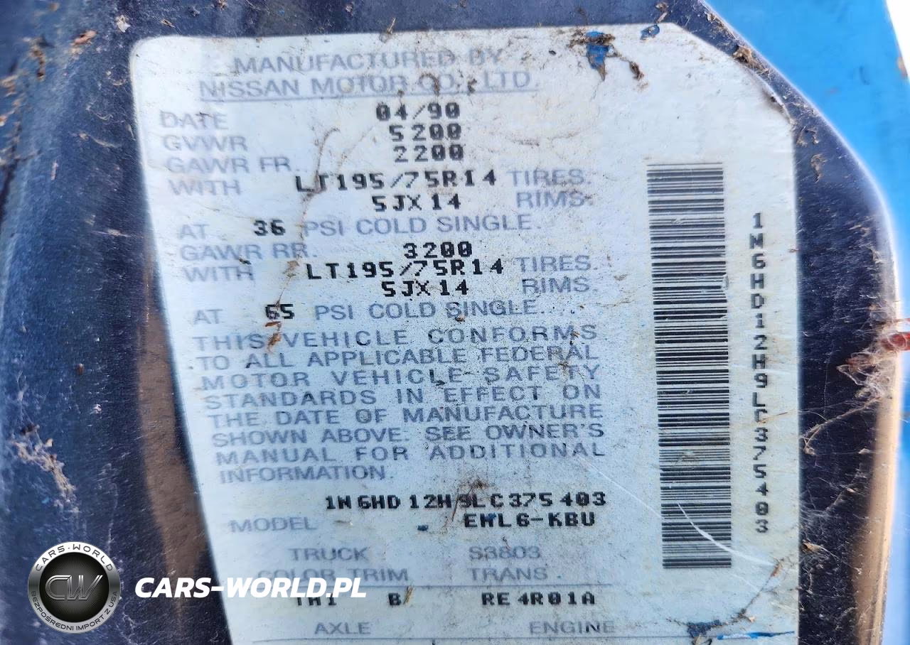 1990 Nissan Truck V6 VIN:1N6HD12H9LC375403 - 12