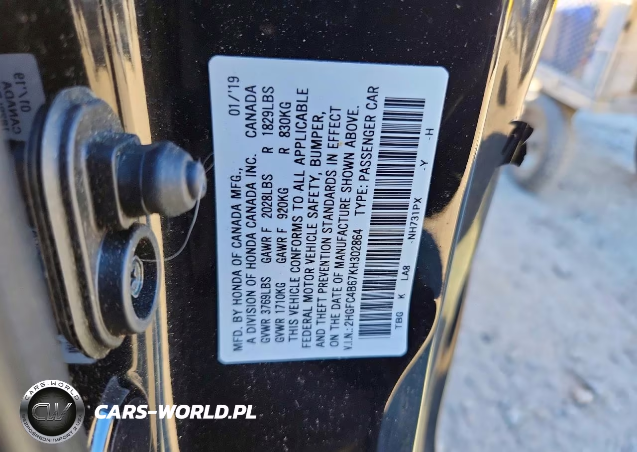 2019 Honda Civic Lx VIN:2HGFC4B67KH302864 - 12