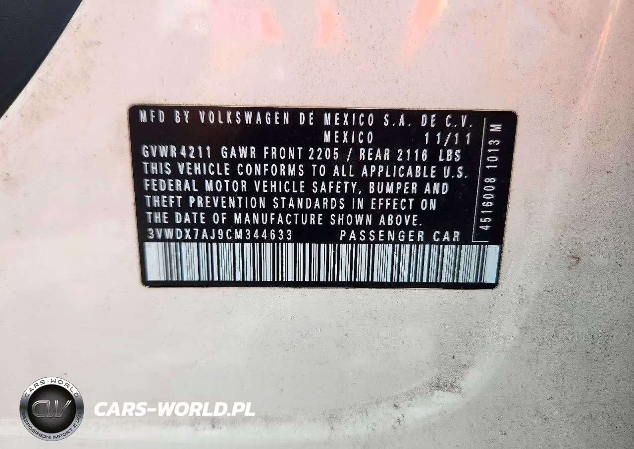 2012 Volkswagen Jetta Se VIN:3VWDX7AJ9CM344633 - 12