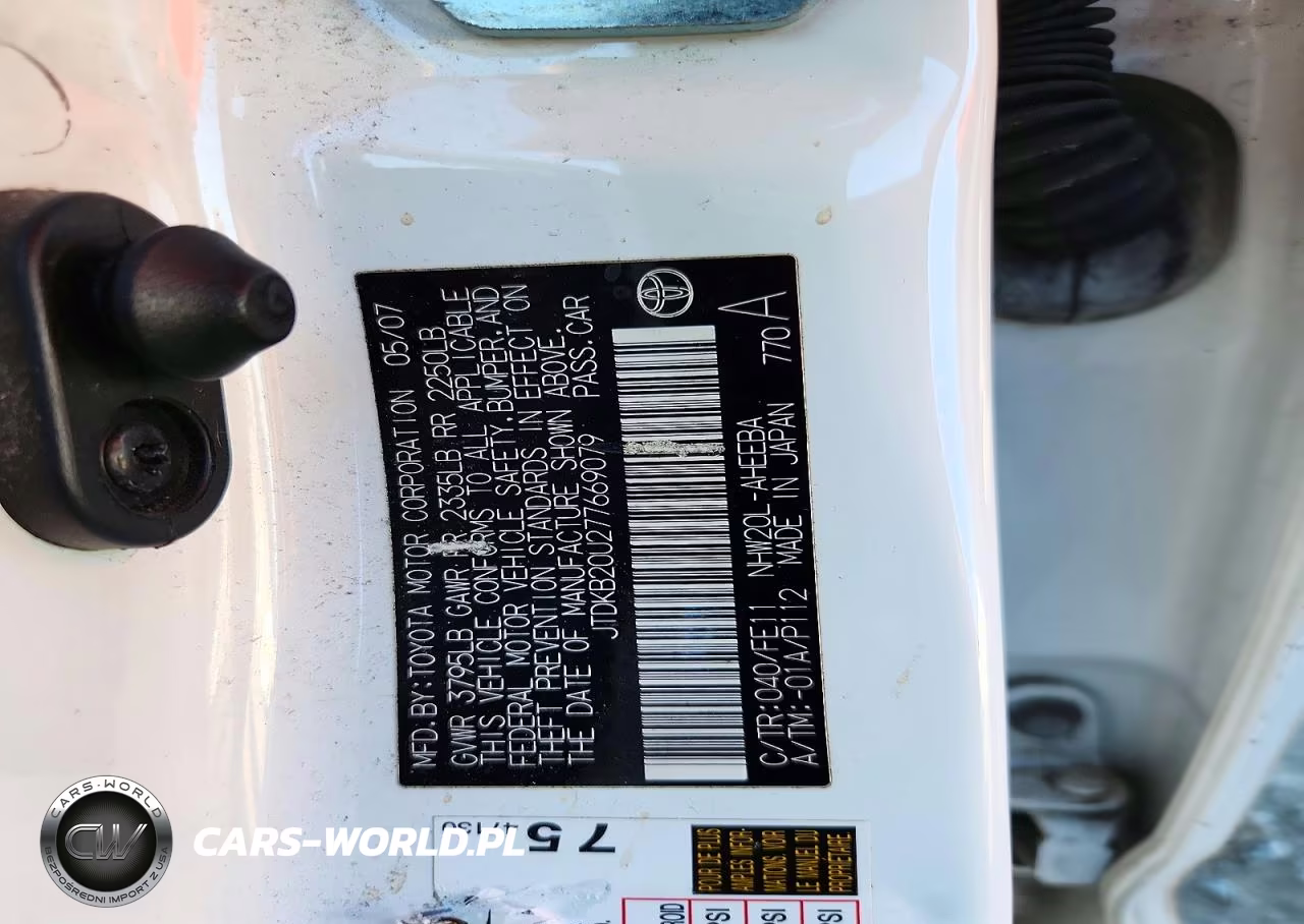 2007 Toyota Prius Base VIN:JTDKB20U277669079 - 12