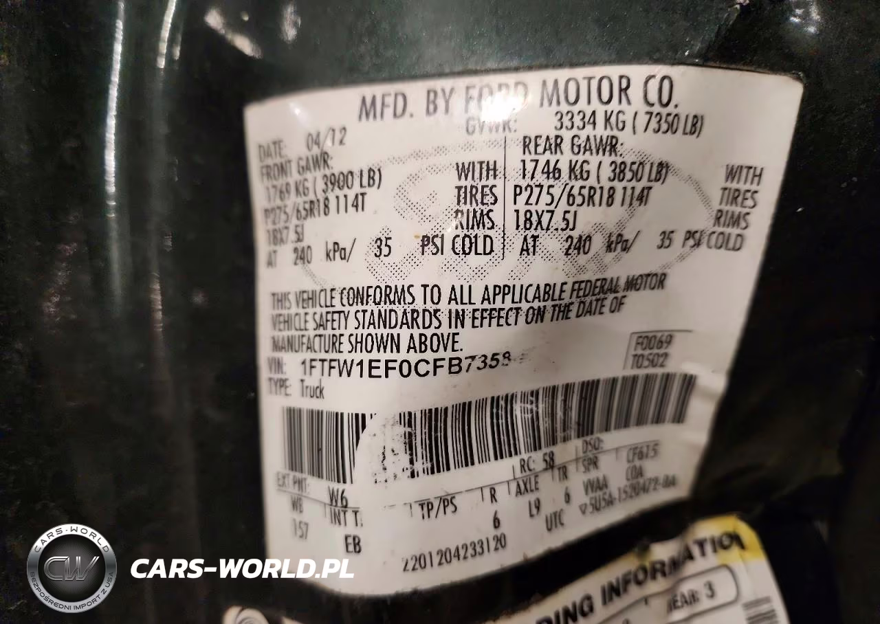 2012 Ford F150 Supercrew VIN:1FTFW1EF0CFB73580 - 12