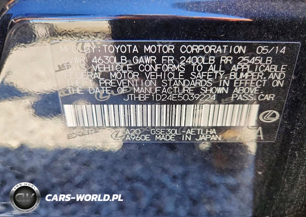 2014 Lexus Is 250 VIN:JTHBF1D24E5039224 - 12