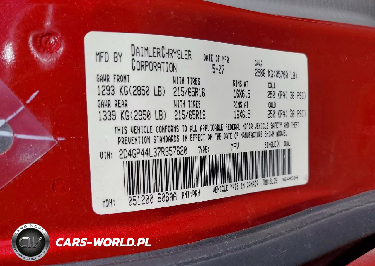 2007 Dodge Grand Caravan Sxt VIN:2D4GP44L37R357620 - 13