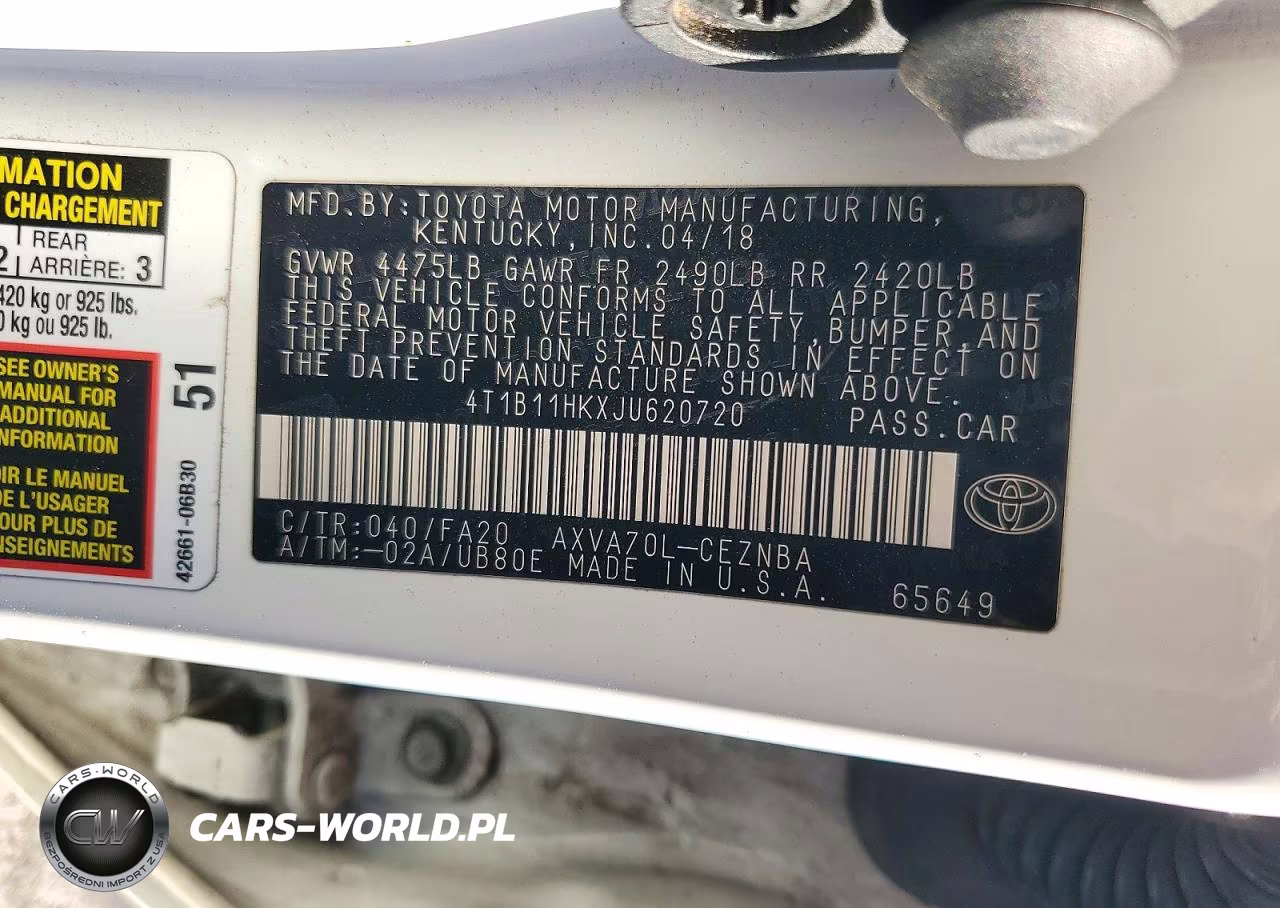 2018 Toyota Camry Le VIN:4T1B11HKXJU620720 - 12