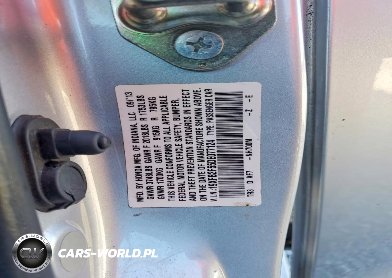 2013 Honda Civic Lx VIN:19XFB2F55DE077124 - 12