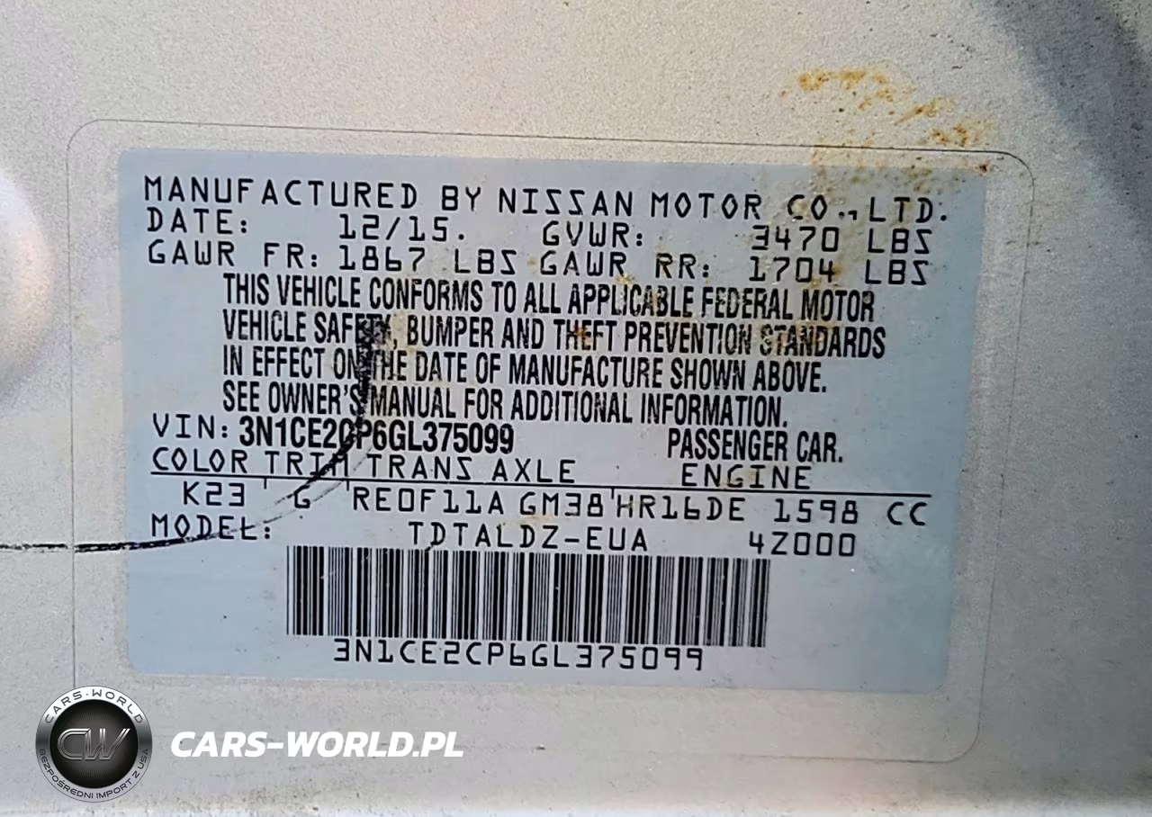 2016 Nissan Versa Note Sv VIN:3N1CE2CP6GL375099 - 12