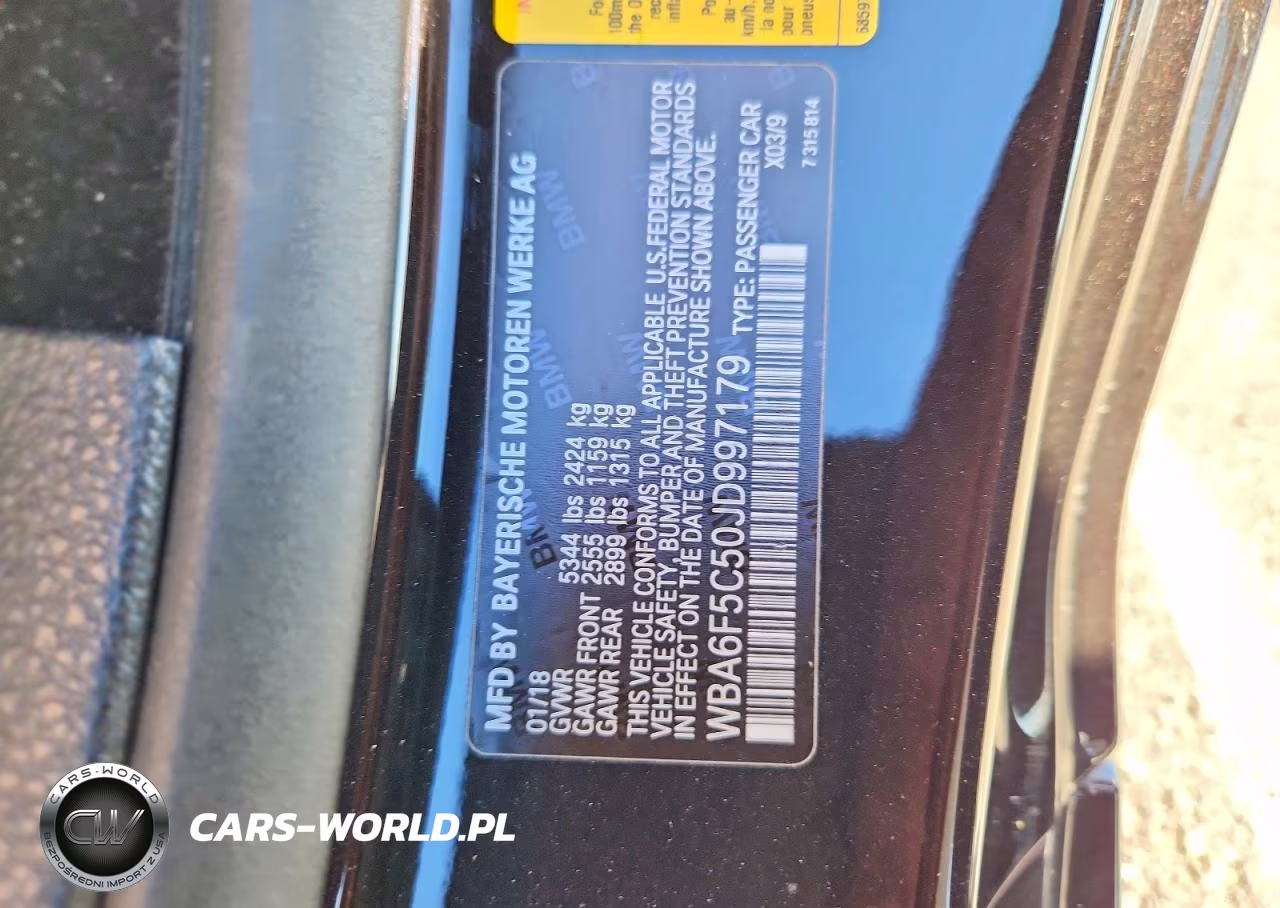 2018 BMW 650 I VIN:WBA6F5C50JD997179 - 12