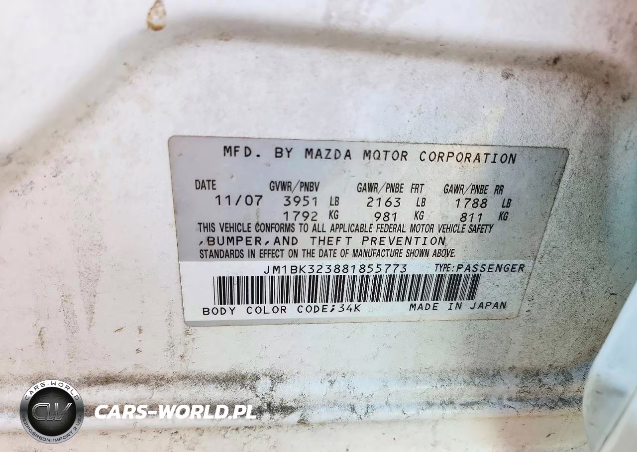 2008 Mazda 3 S VIN:JM1BK323881855773 - 12