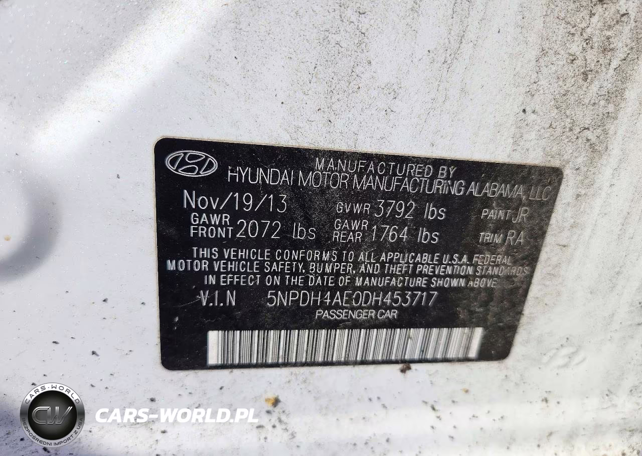 2013 Hyundai Elantra Gls VIN:5NPDH4AE0DH453717 - 12
