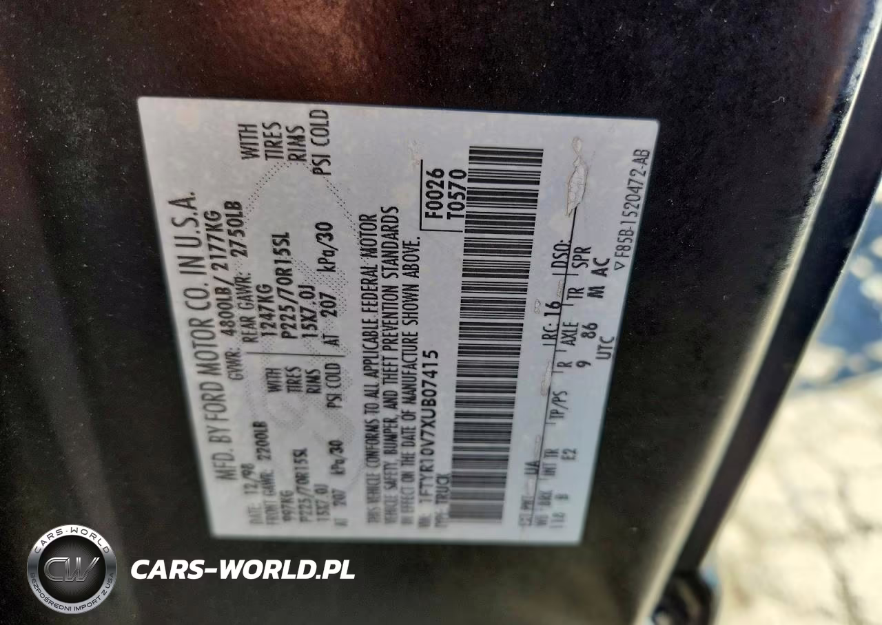 1999 Ford Ranger VIN:1FTYR10V7XUB07415 - 12