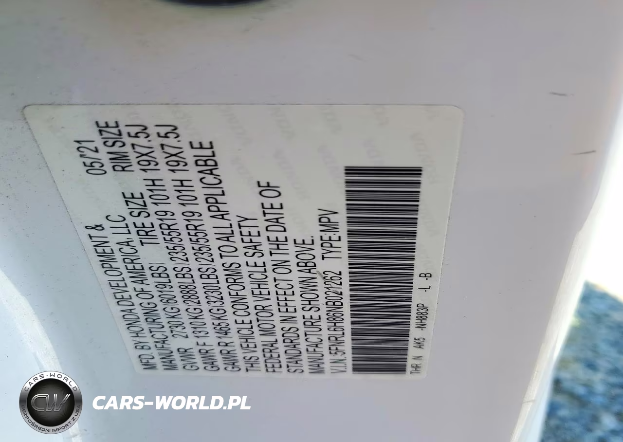 2022 Honda Odyssey Touring VIN:5FNRL6H86NB021262 - 13