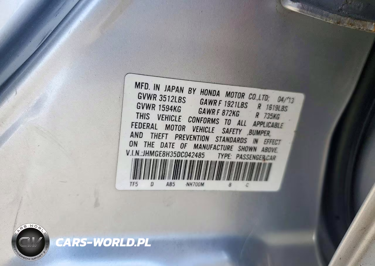 2013 Honda Fit VIN:JHMGE8H35DC042485 - 12