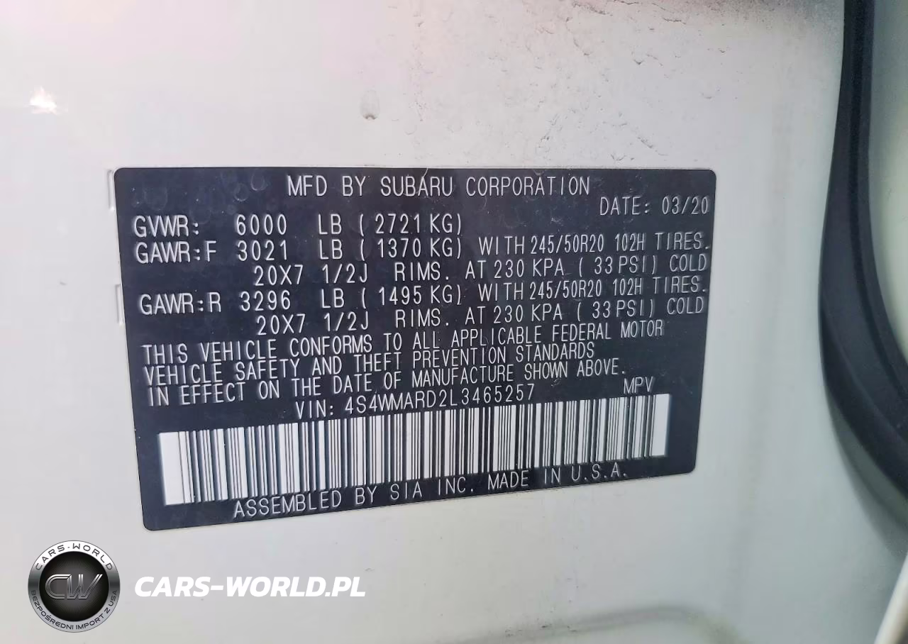 2020 Subaru Ascent Touring VIN:4S4WMARD2L3465257 - 13