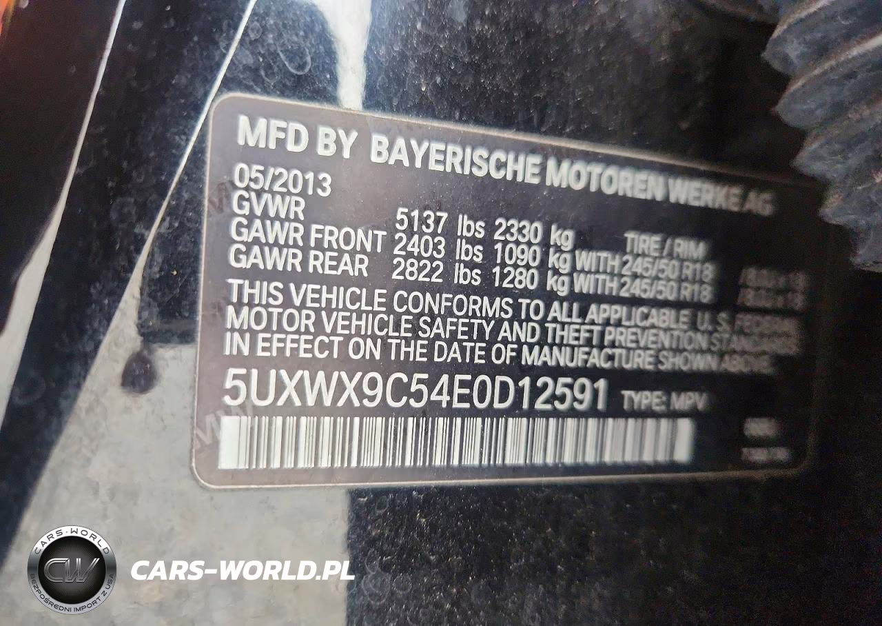2014 BMW X3 xDrive28I VIN:5UXWX9C54E0D12591 - 12