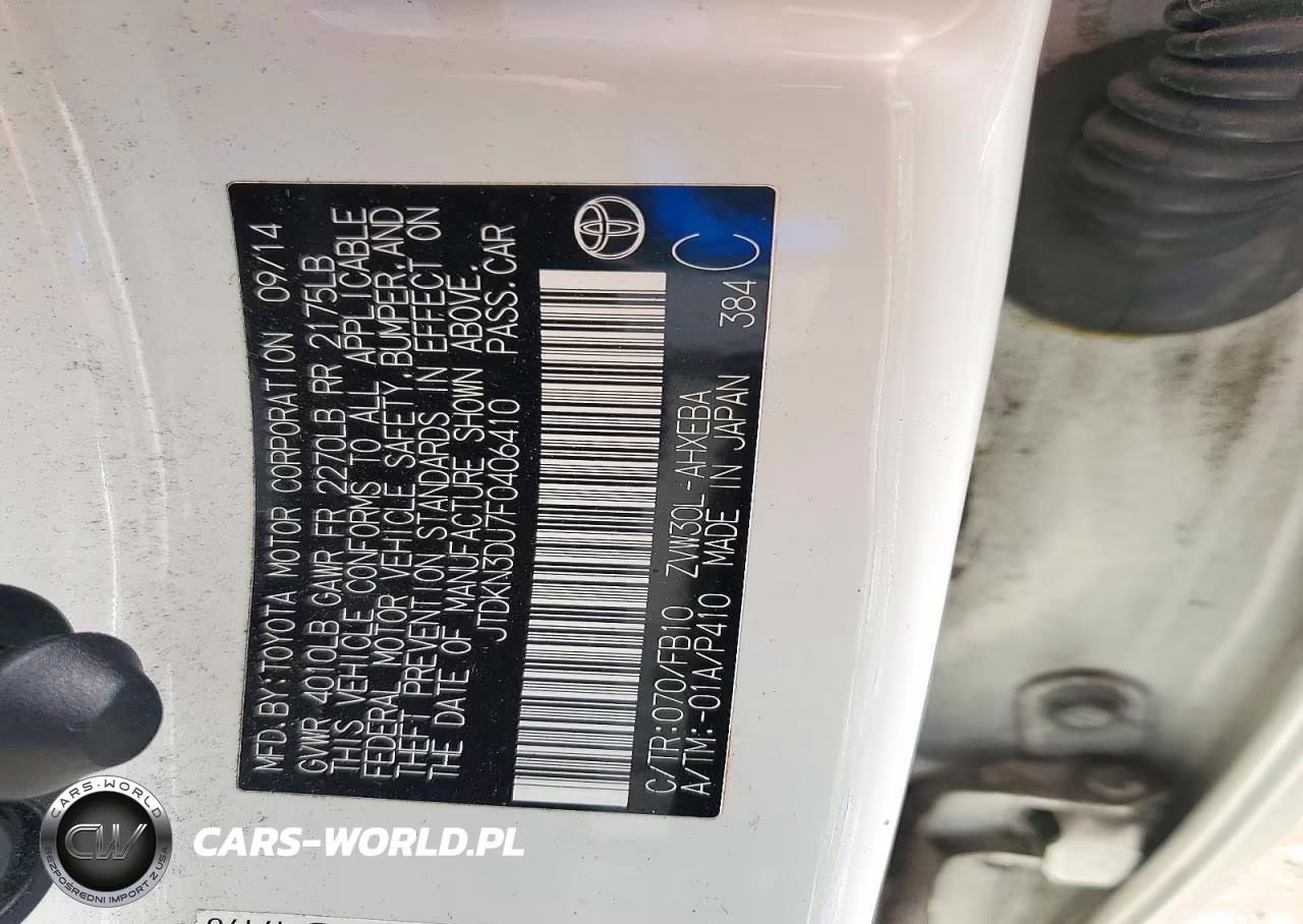 2015 Toyota Prius Two VIN:JTDKN3DU7F0406410 - 14