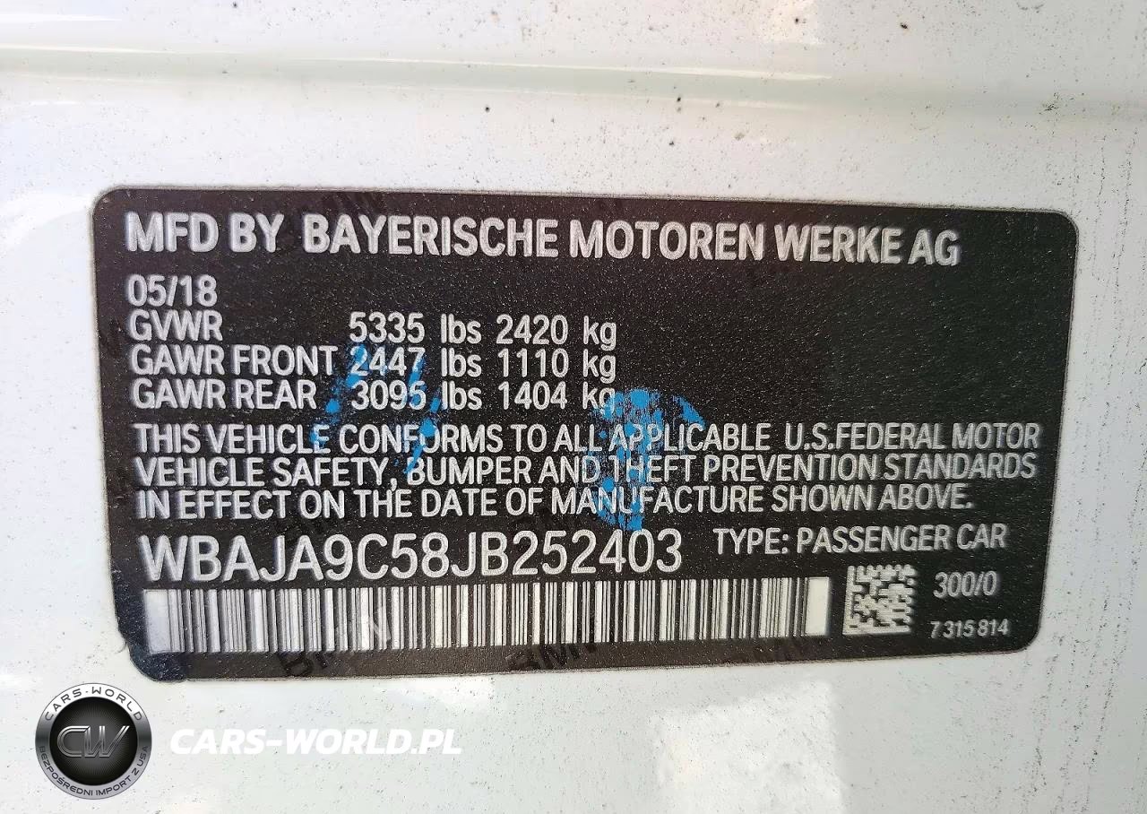 2018 BMW 530E VIN:WBAJA9C58JB252403 - 12