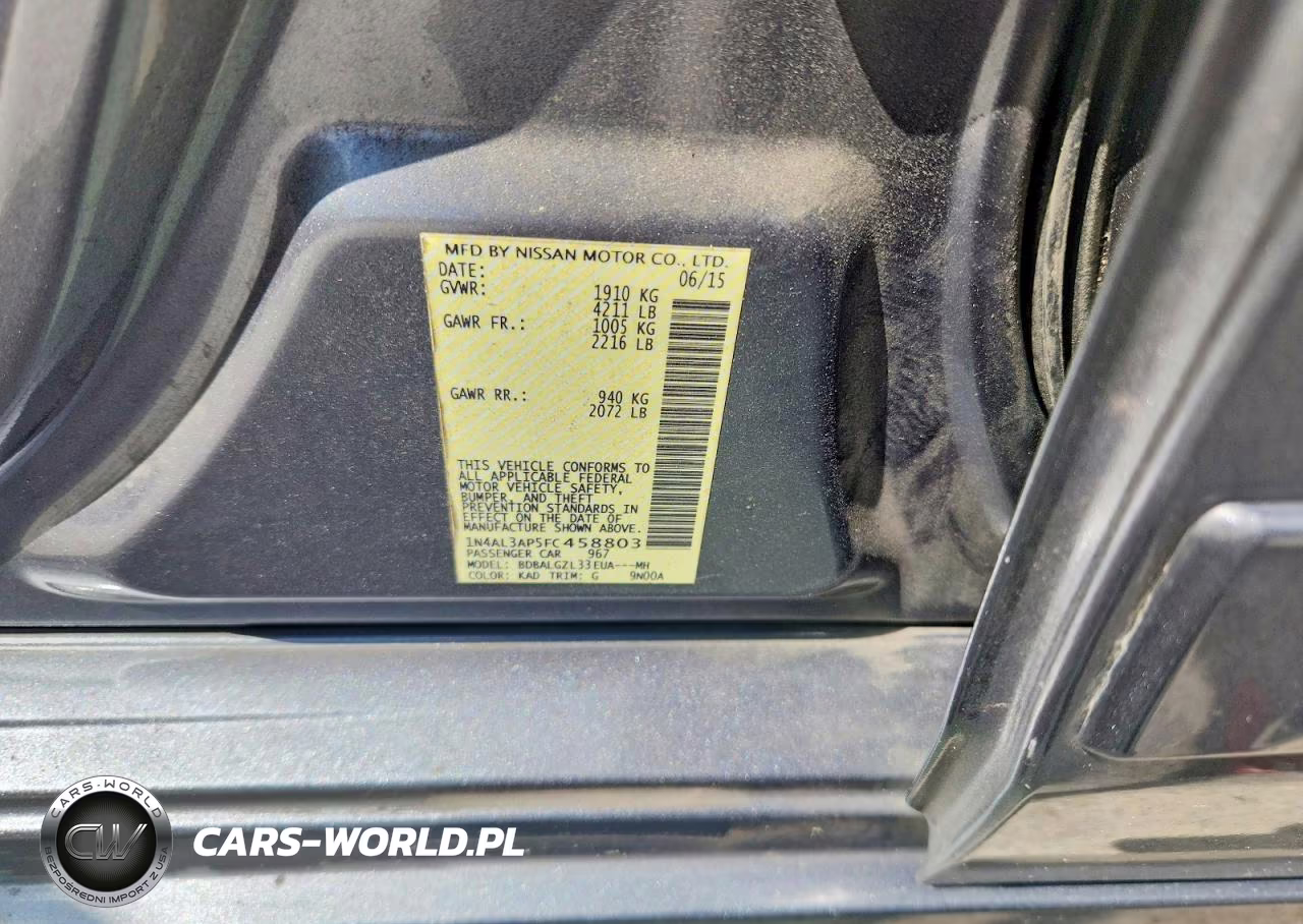 2015 Nissan Altima 2.5 S VIN:1N4AL3AP5FC458803 - 12