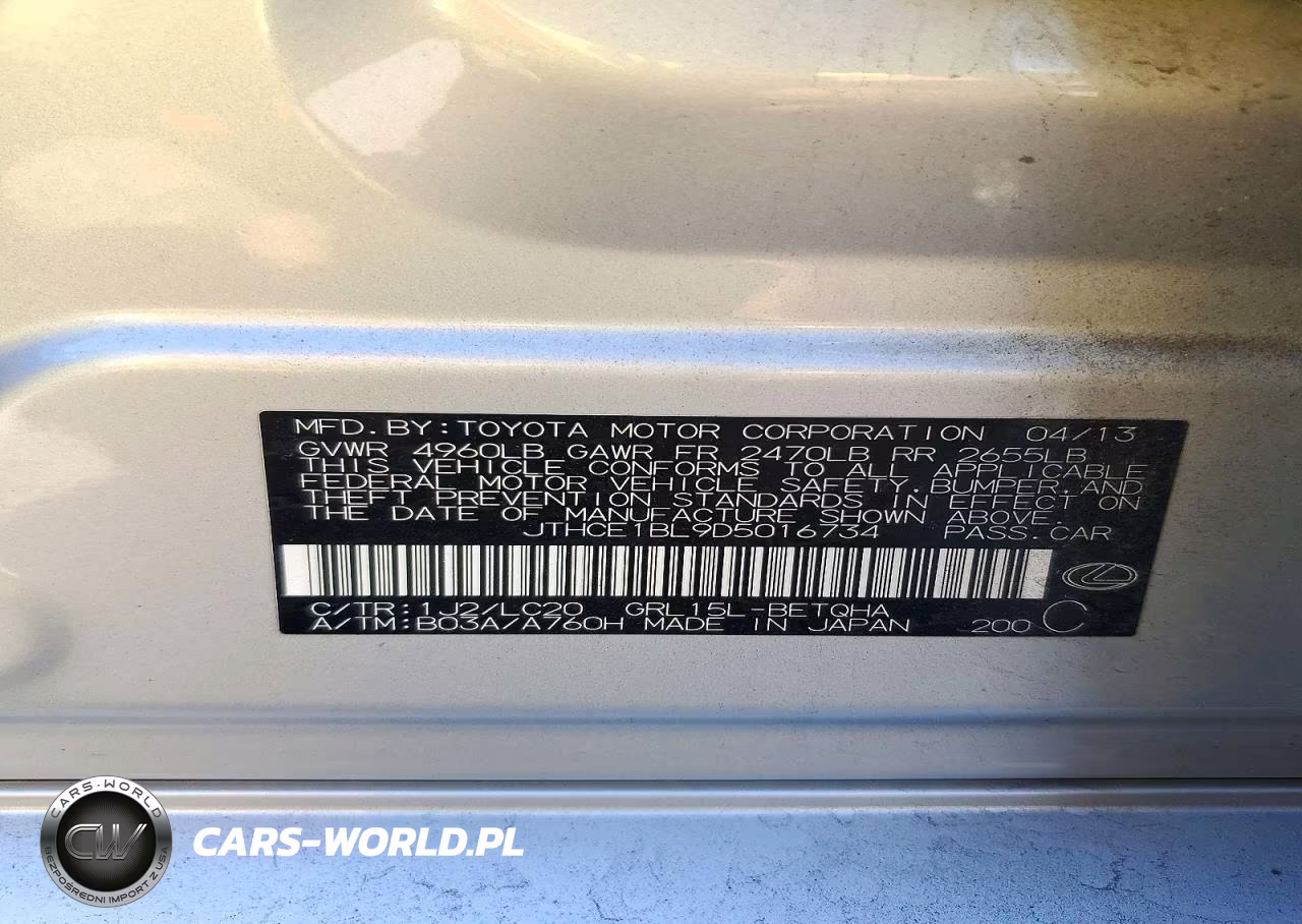 2013 Lexus Gs 350 VIN:JTHCE1BL9D5016734 - 12