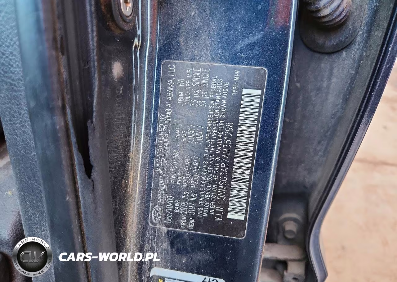 2010 Hyundai Santa Fe Gls VIN:5NMSG3AB7AH351298 - 13