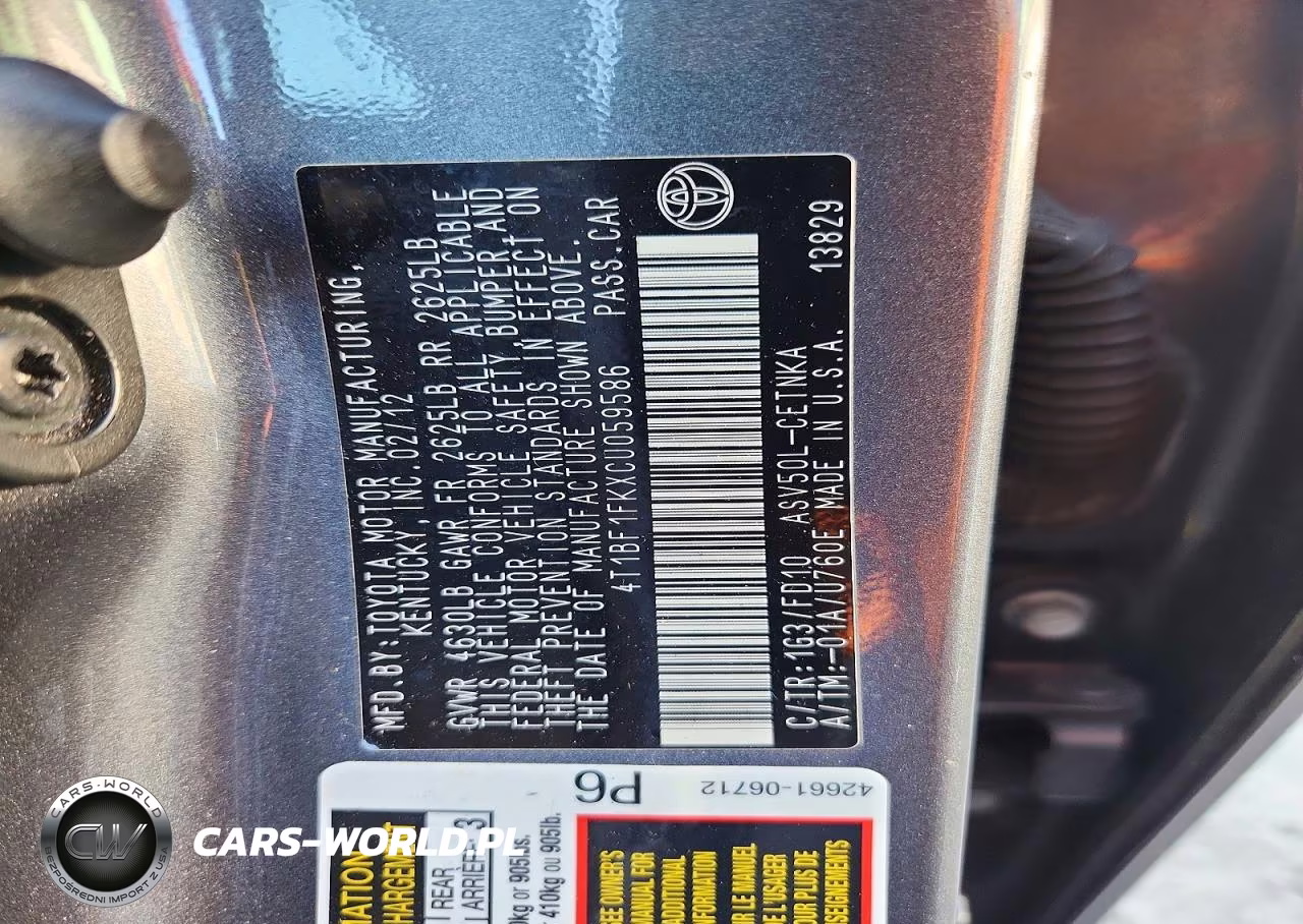 2012 Toyota Camry Le VIN:4T1BF1FKXCU059586 - 12