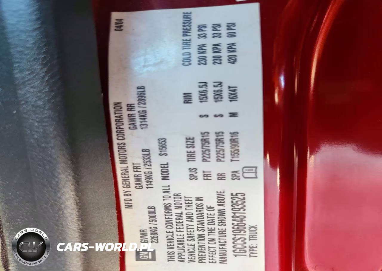 2004 Chevrolet Colorado VIN:1GCCS196648193525 - 12
