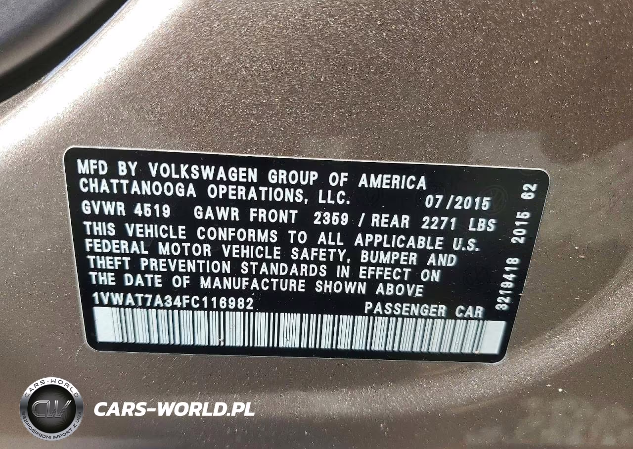 2015 Volkswagen Passat S VIN:1VWAT7A34FC116982 - 12