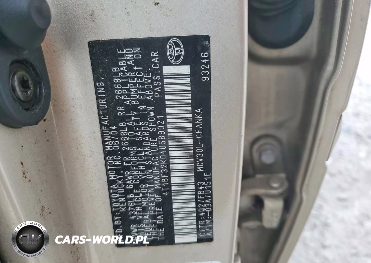 2004 Toyota Camry Le V6 VIN:4T1BF32K04U589021 - 12