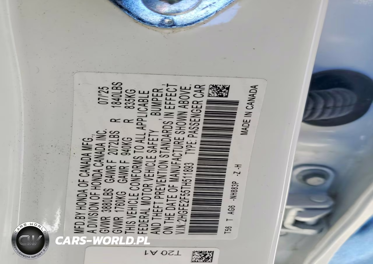 2026 Honda Civic Sport VIN:2HGFE2F55TH511893 - 13