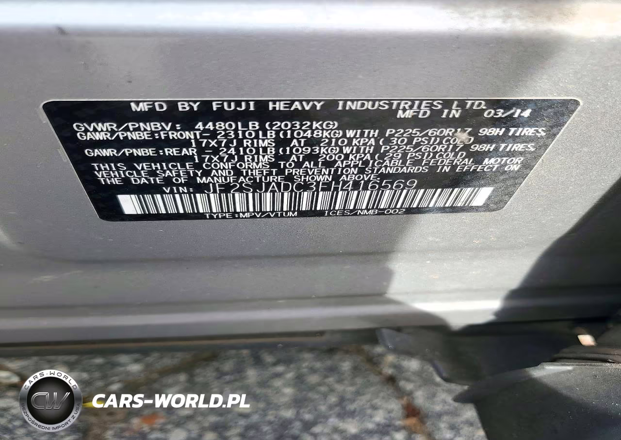 2015 Subaru Forester 2.5I Premium VIN:JF2SJADC3FH416569 - 12