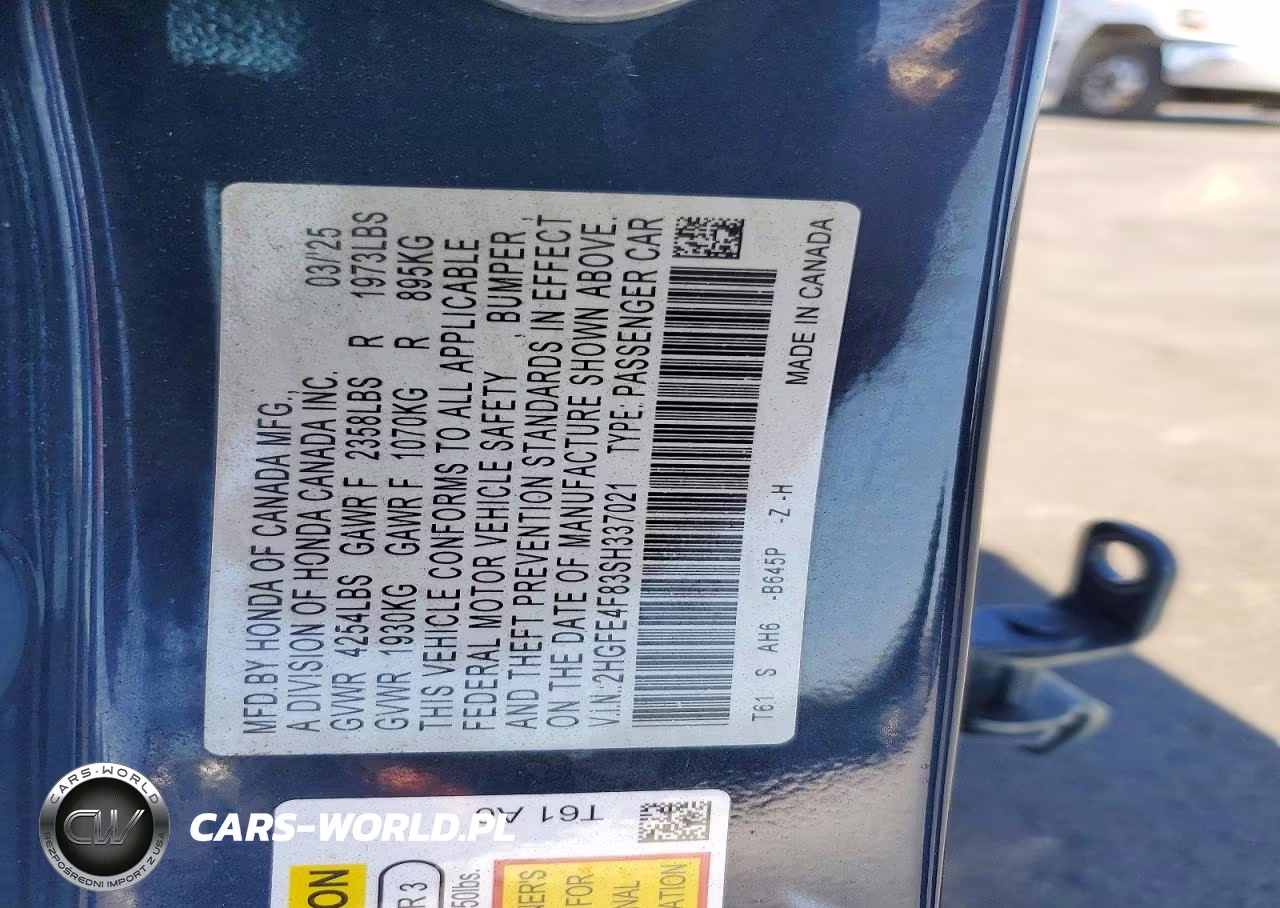2025 Honda Civic Sport VIN:2HGFE4F83SH337021 - 12
