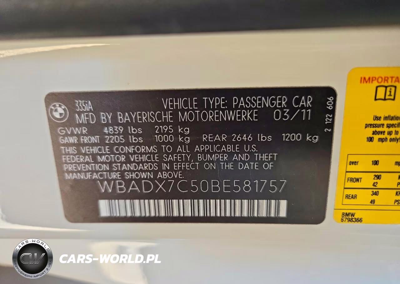 2011 BMW 335 I VIN:WBADX7C50BE581757 - 12