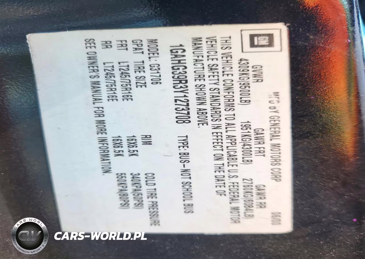 2000 Chevrolet Express G3500 VIN:1GAHG39R3Y1273708 - 13