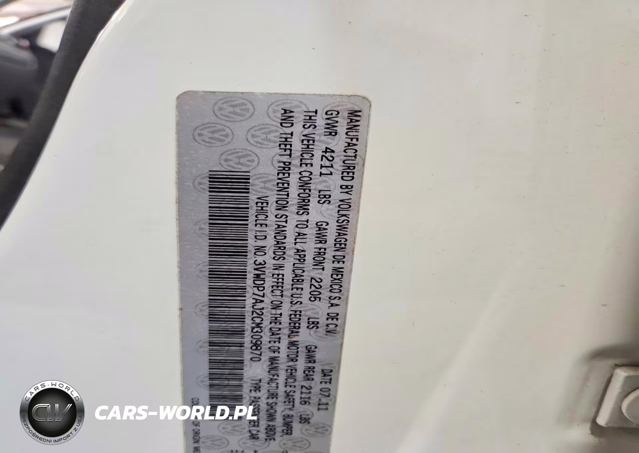 2012 Volkswagen Jetta Se VIN:3VWDP7AJ2CM309870 - 12