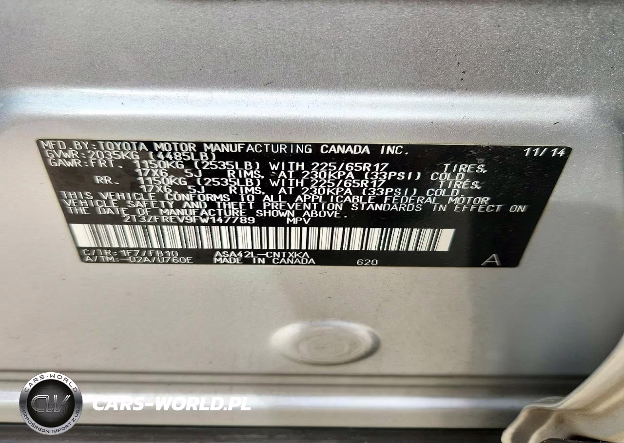 2015 Toyota Rav4 Le VIN:2T3ZFREV9FW147789 - 14