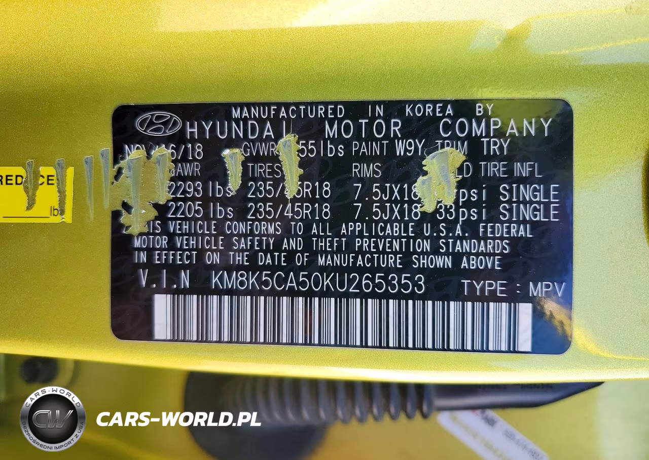 2019 Hyundai Kona Ultimate VIN:KM8K5CA50KU265353 - 12