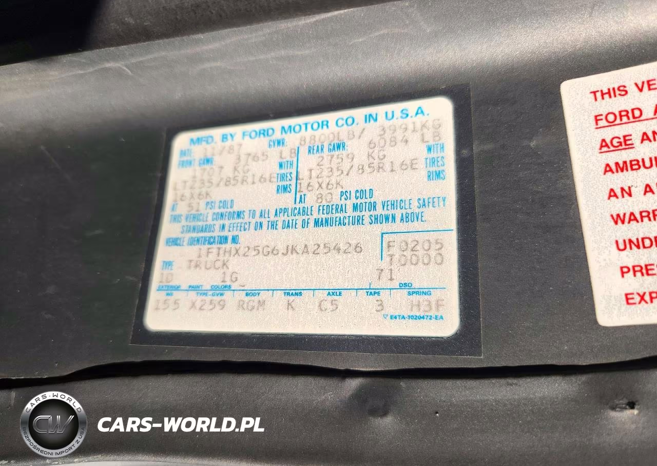 1988 Ford F250 VIN:1FTHX25G6JKA25426 - 12