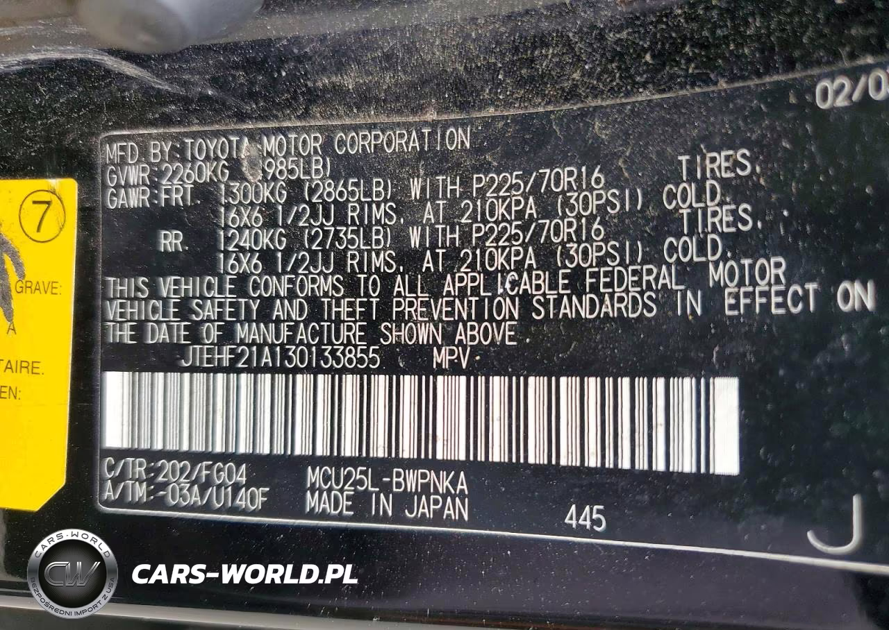 2003 Toyota Highlander Limited VIN:JTEHF21A130133855 - 13