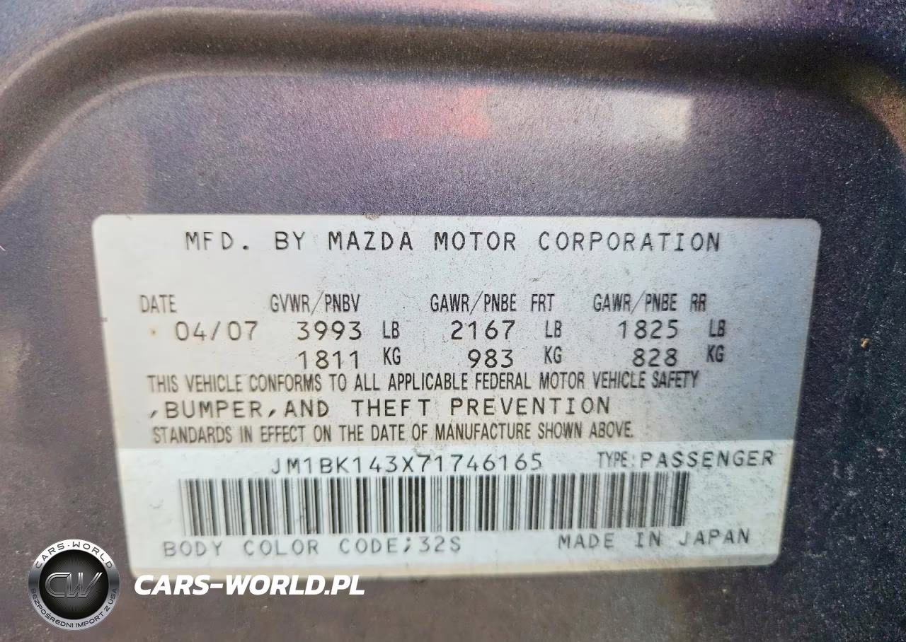 2007 Mazda 3 Hatchback VIN:JM1BK143X71746165 - 13
