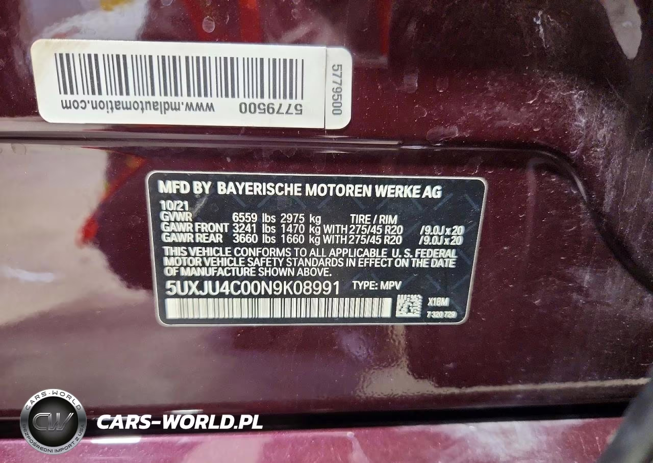 2022 BMW X5 M50I VIN:5UXJU4C00N9K08991 - 13