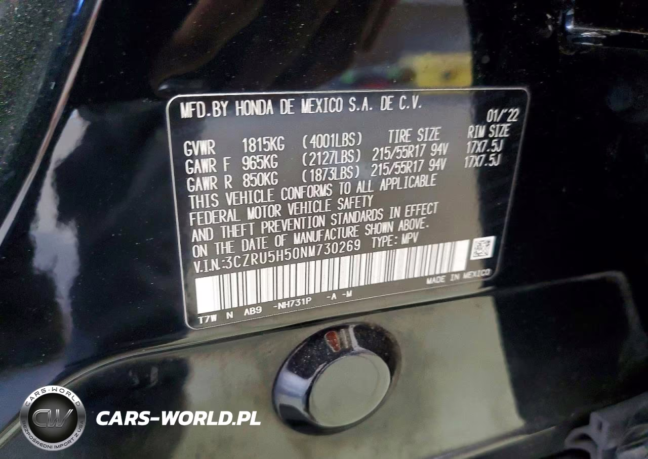 2022 Honda Hr-V Ex VIN:3CZRU5H50NM730269 - 12