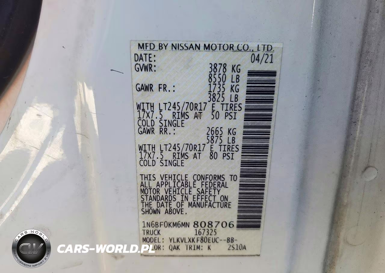 2021 Nissan Nv 1500 Sv VIN:1N6BF0KM6MN808706 - 12