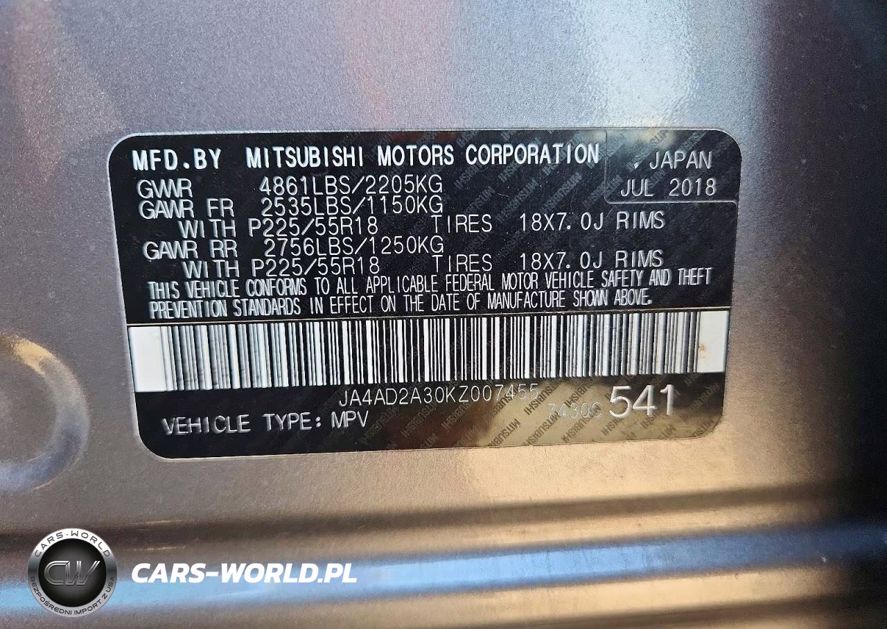 2019 Mitsubishi Outlander Es VIN:JA4AD2A30KZ007455 - 12