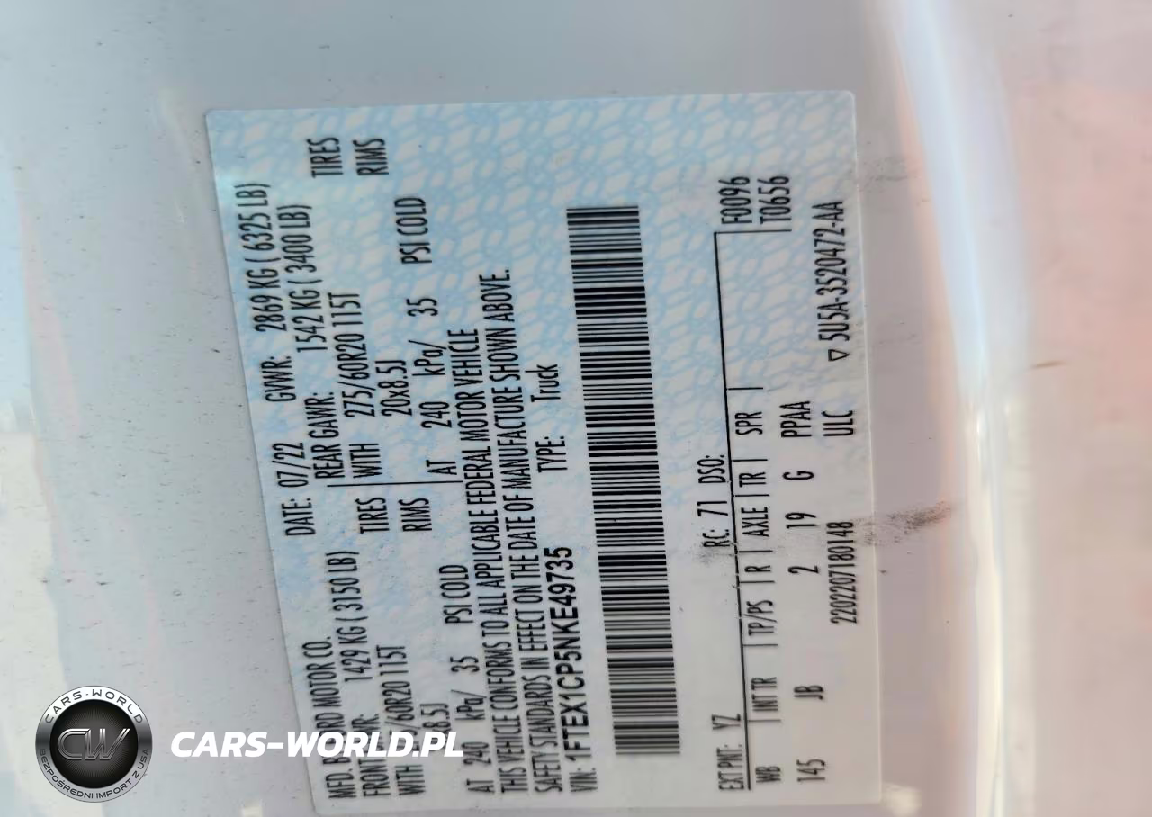 2022 Ford F150 Super Cab VIN:1FTEX1CP5NKE49735 - 12