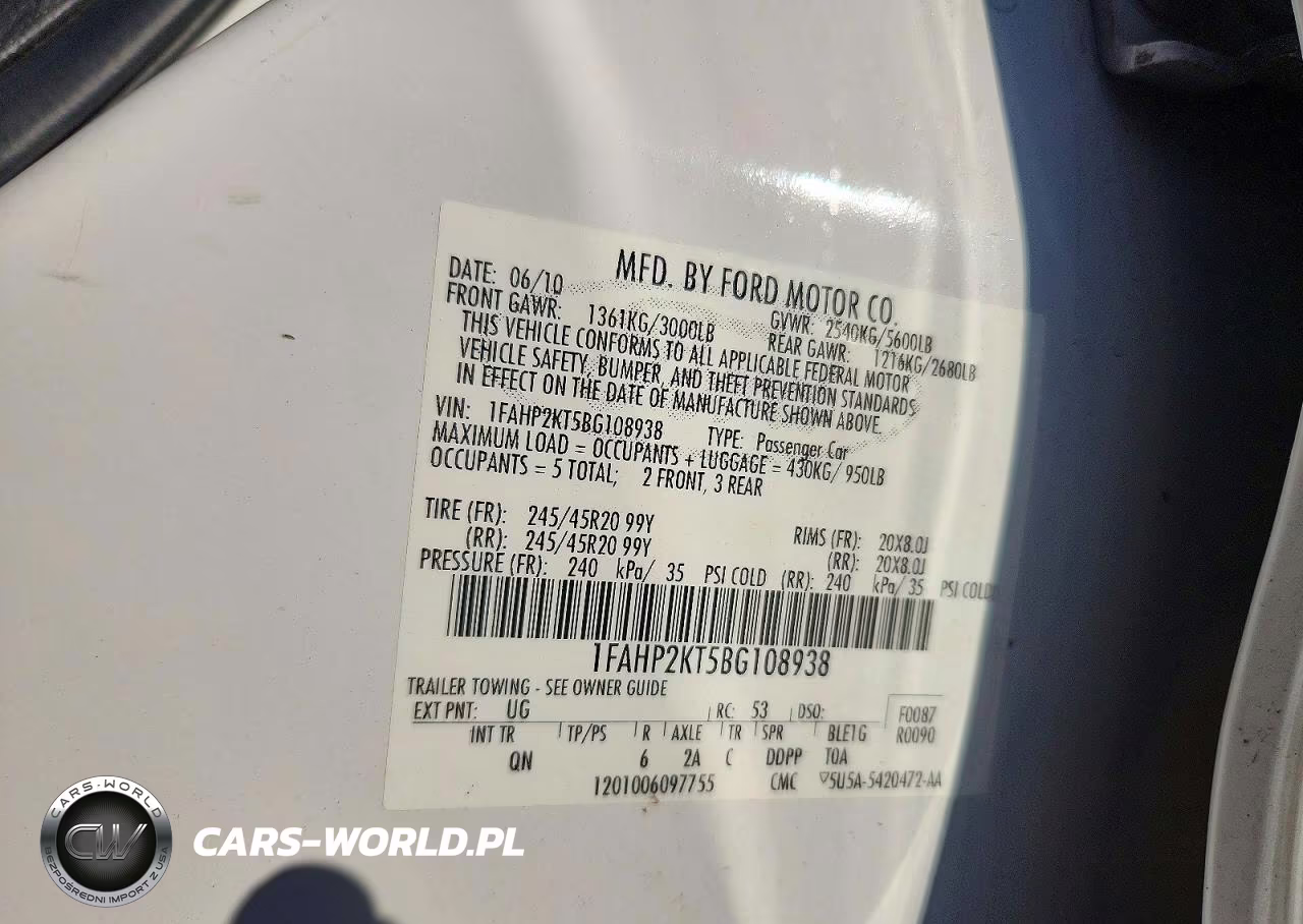 2011 Ford Taurus Sho VIN:1FAHP2KT5BG108938 - 13