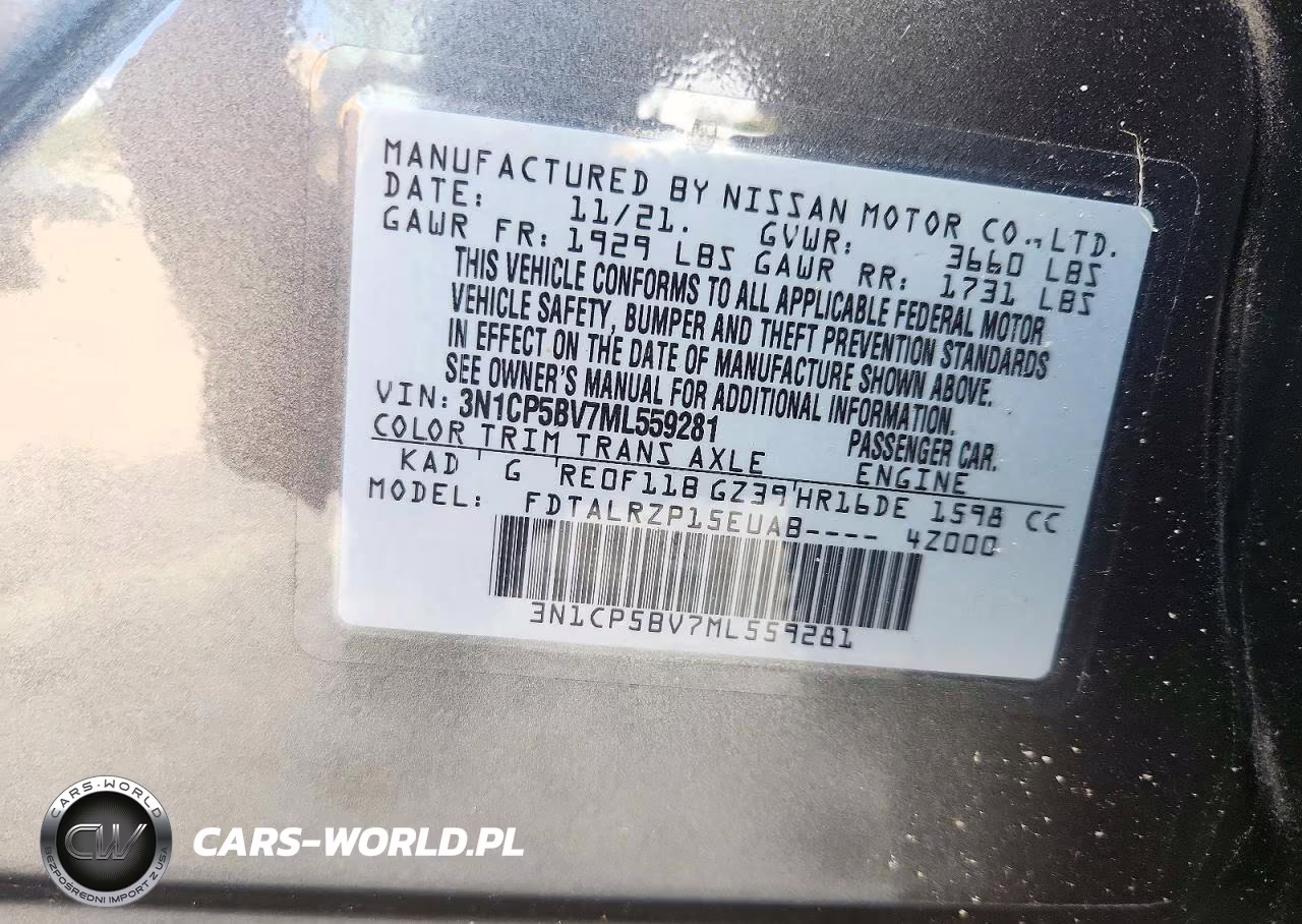 2021 Nissan Kicks S VIN:3N1CP5BV7ML559281 - 14