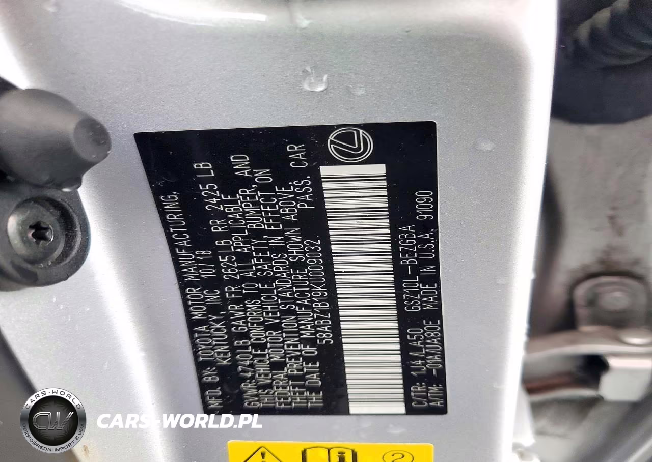 2019 Lexus Es 350 VIN:58ABZ1B19KU009032 - 12