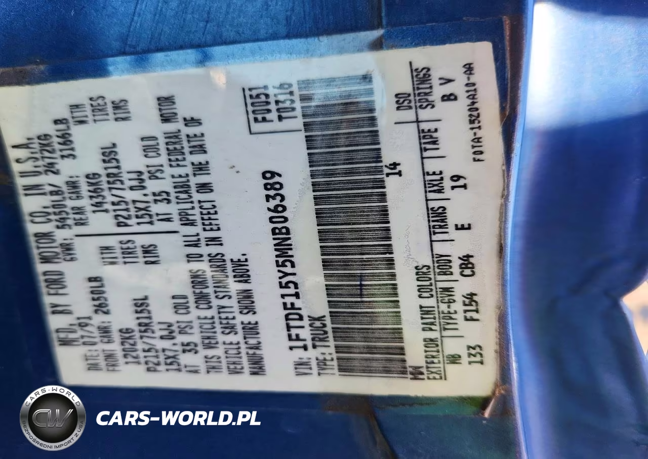 1991 Ford F150 VIN:1FTDF15Y5MNB06389 - 13